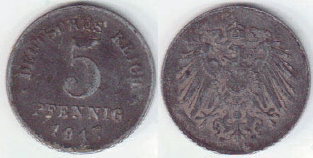1917 G Germany 5 Pfennig A003344